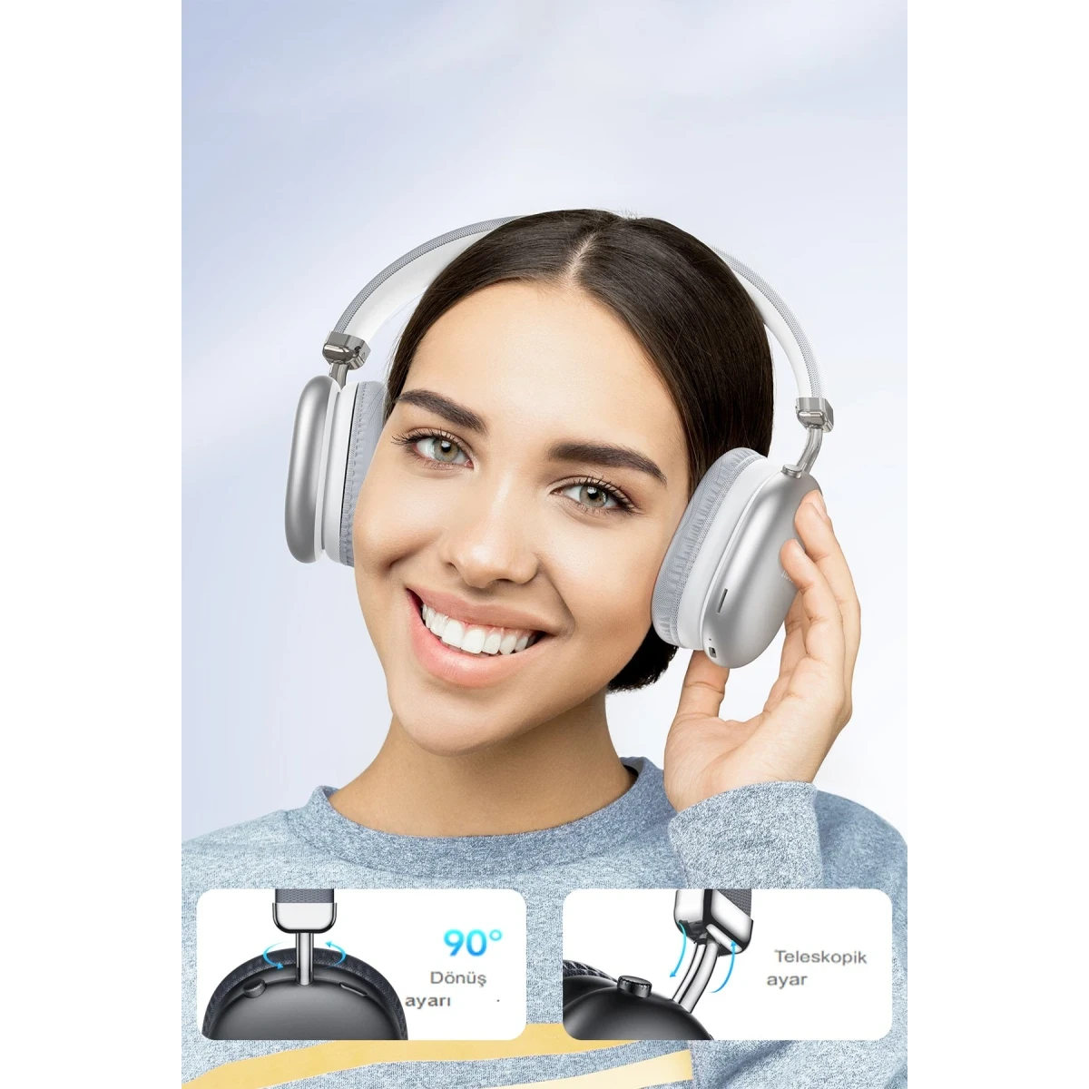 Hoco. W35 Max Joy Aux Destekli Bluetooth Kablosuz Kulaklık - Siyah