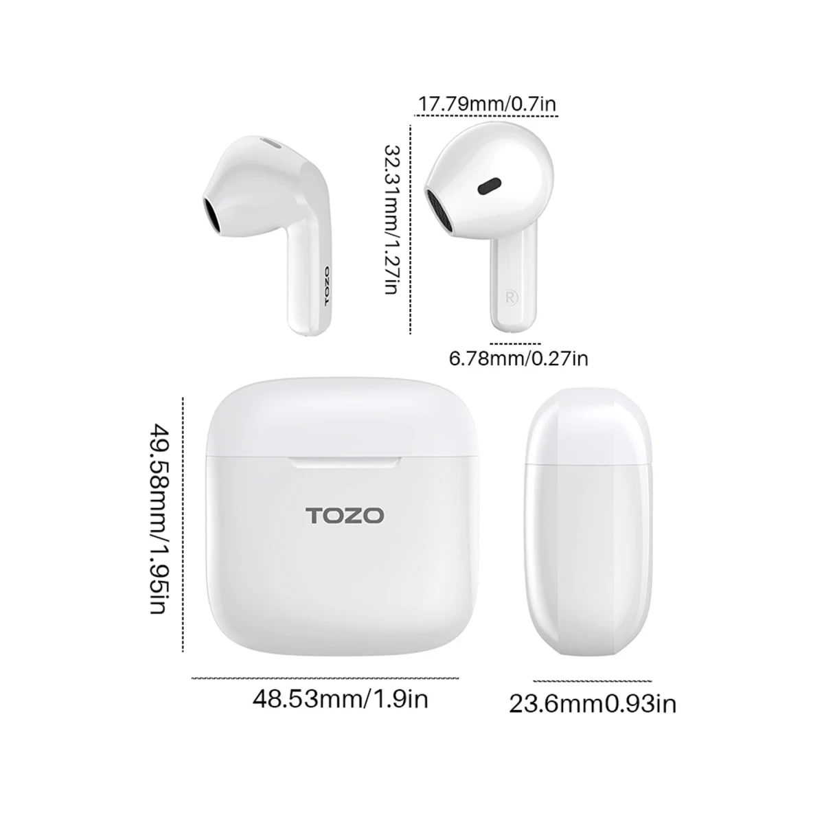 Tozo A3 Çağrı Gürültü Engelleyici Özellikli Ultra Hafif Bluetooth 5.3 Kablosuz TWS Airpods Kulaklık - Beyaz — görsel 7