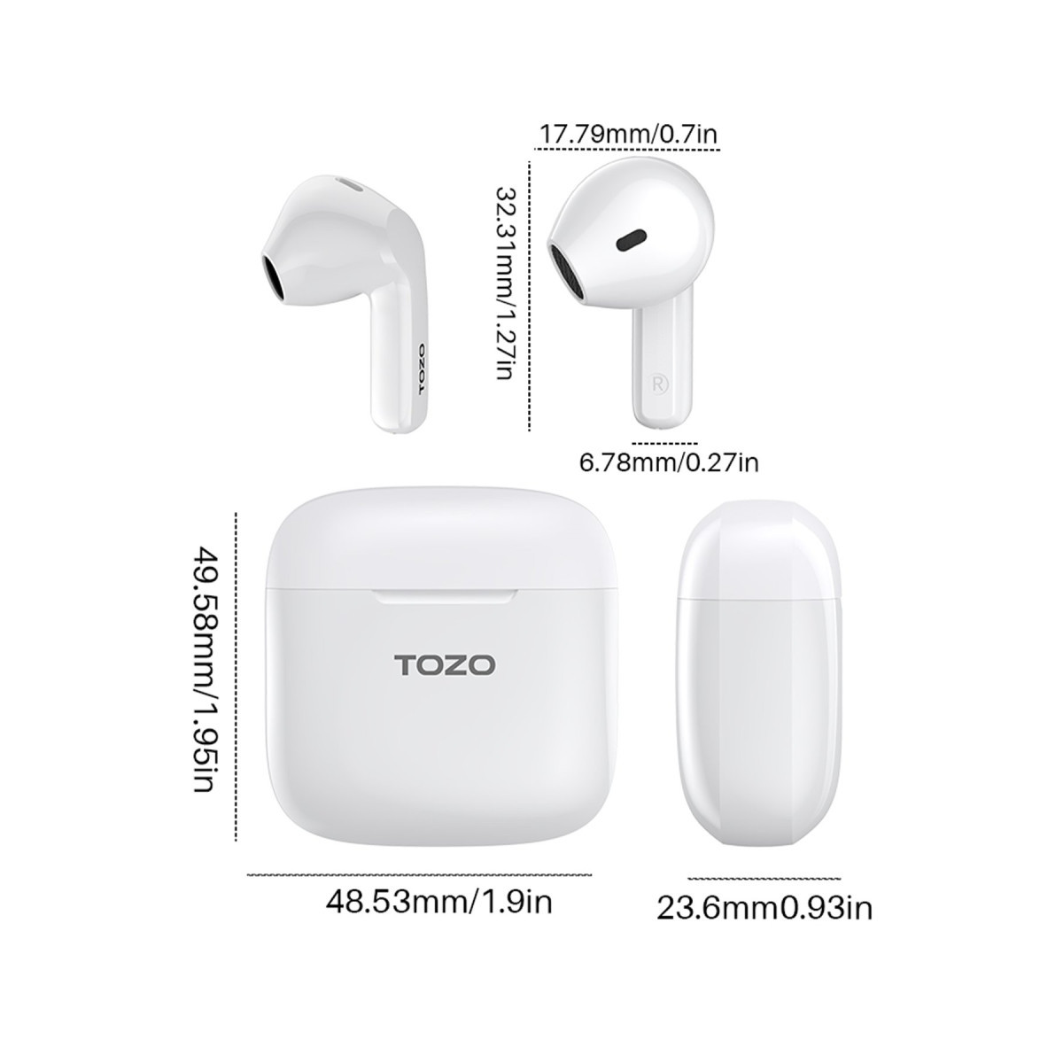 Tozo A3 Çağrı Gürültü Engelleyici Özellikli Ultra Hafif Bluetooth 5.3 Kablosuz TWS Airpods Kulaklık - Beyaz — görsel 11