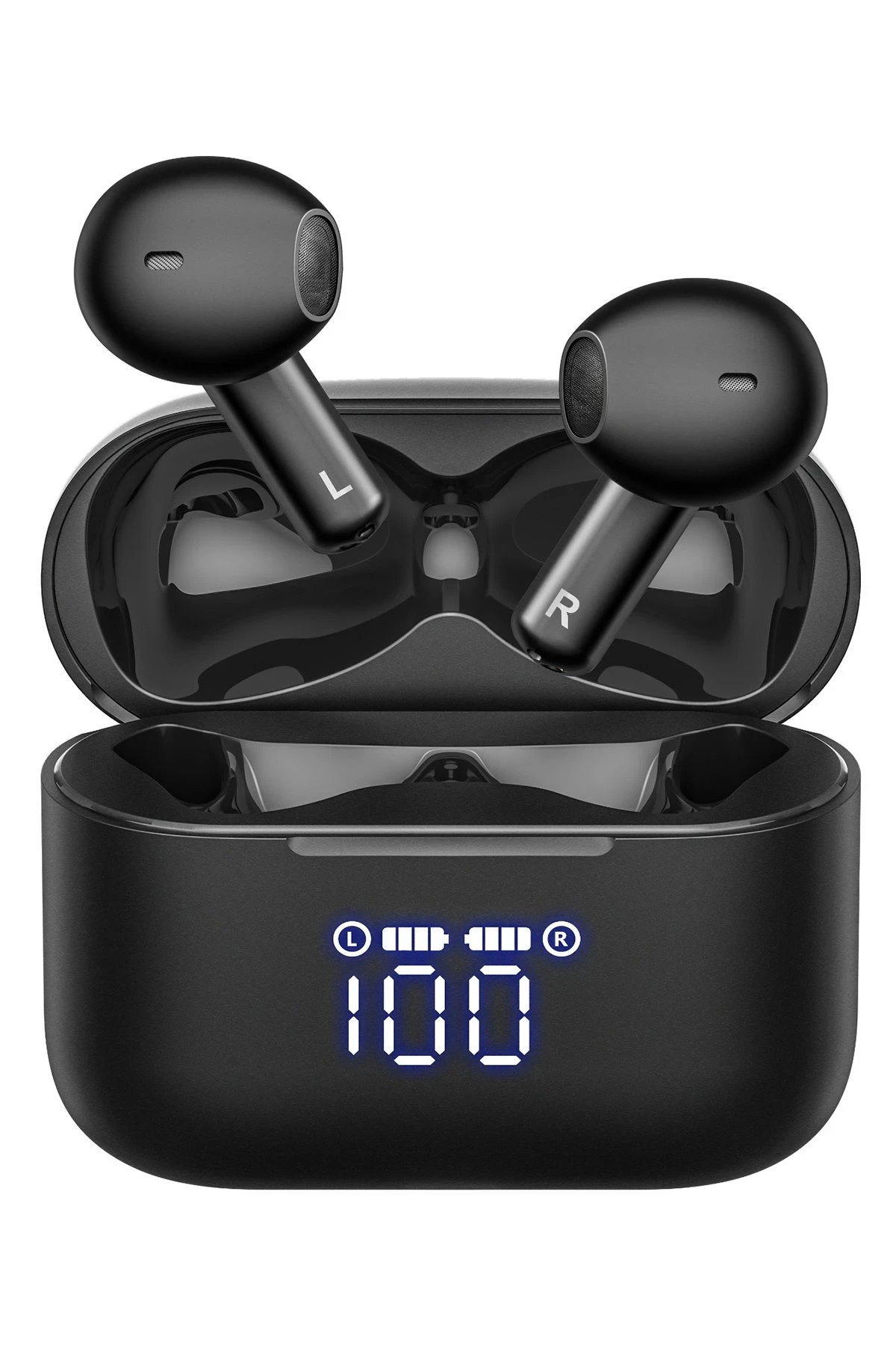 Tozo T21 Tonal Fits Dijital Şarj Göstergeli IPX8 Su Geçirmez 14.2mm Dinamik Sürücü Kablosuz TWS Airpods Kulaklık - Siyah