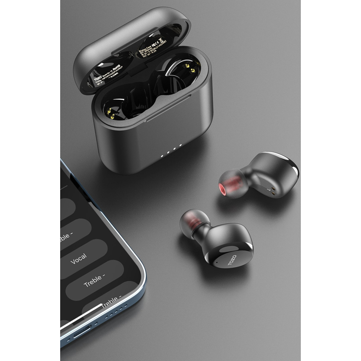 Tozo T6S Ultra Hafif IPX8 Su Geçirmez Bluetooth 5.3 Kablosuz Airpods Kulaklık - Siyah — görsel 12