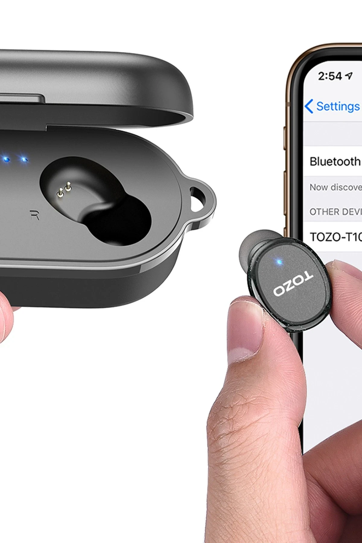 Tozo T10S Çağrı Gürültü Engelleyici Özellikli Ultra Hafif IPX8 Su Geçirmez Bluetooth 5.2 Kablosuz Airpods Kulaklık - Siyah — görsel 3