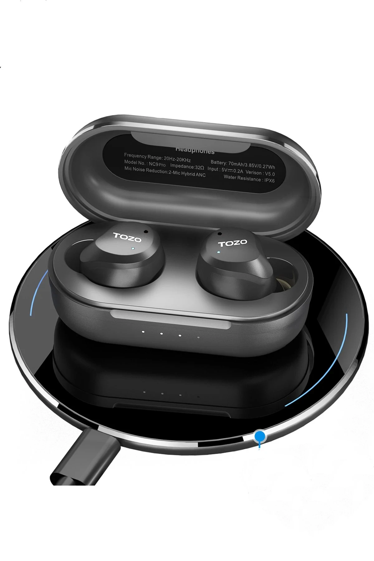 Tozo NC9 Pro Aktif Gürültü Engelleyici Özellikli Bluetooth 5.3 Kablosuz TWS Airpods Kulaklık - Siyah — görsel 2
