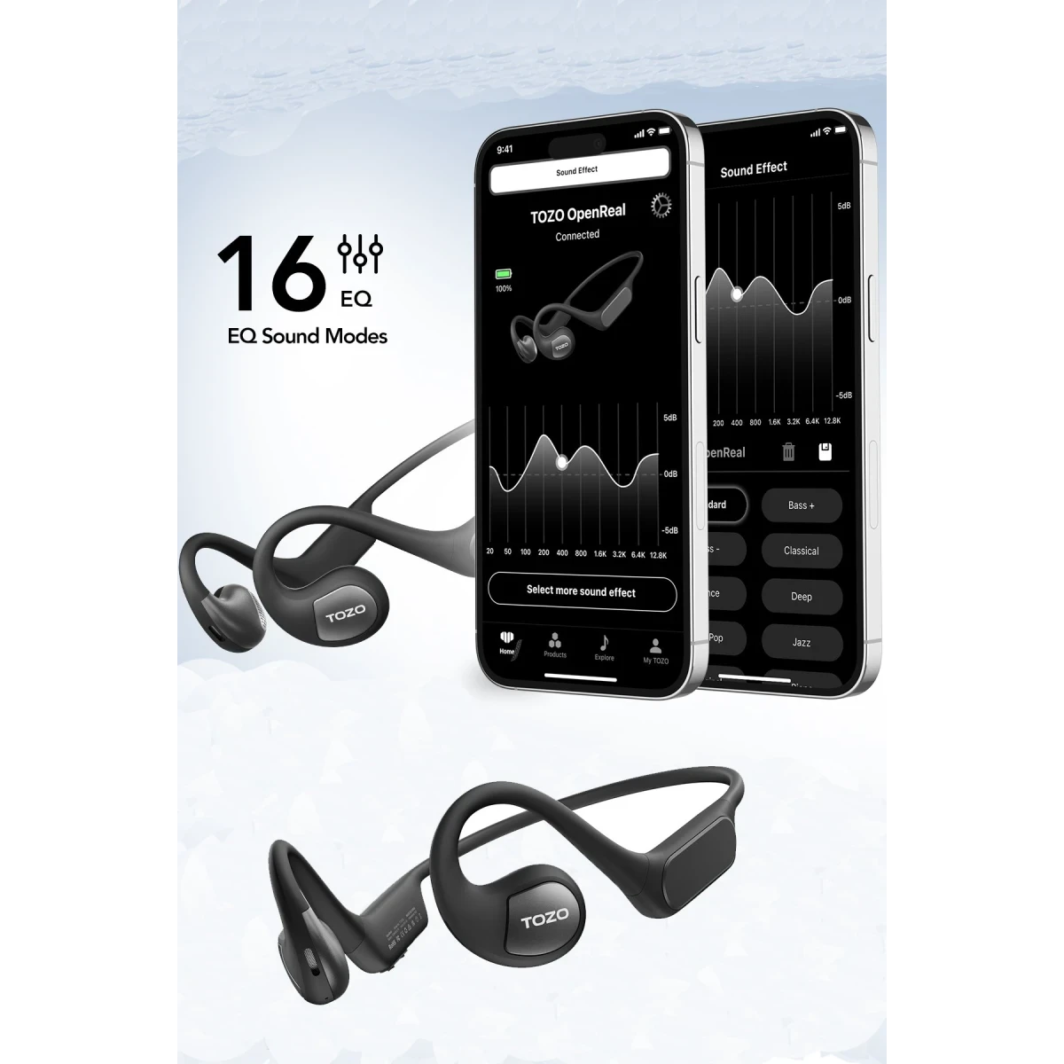 Tozo OpenReal IPX8 Su Geçirmez 16.2mm Dinamik Sürücü Bluetooth 5.3 Kablosuz TWS Airpods Kulaklık - Siyah — görsel 8