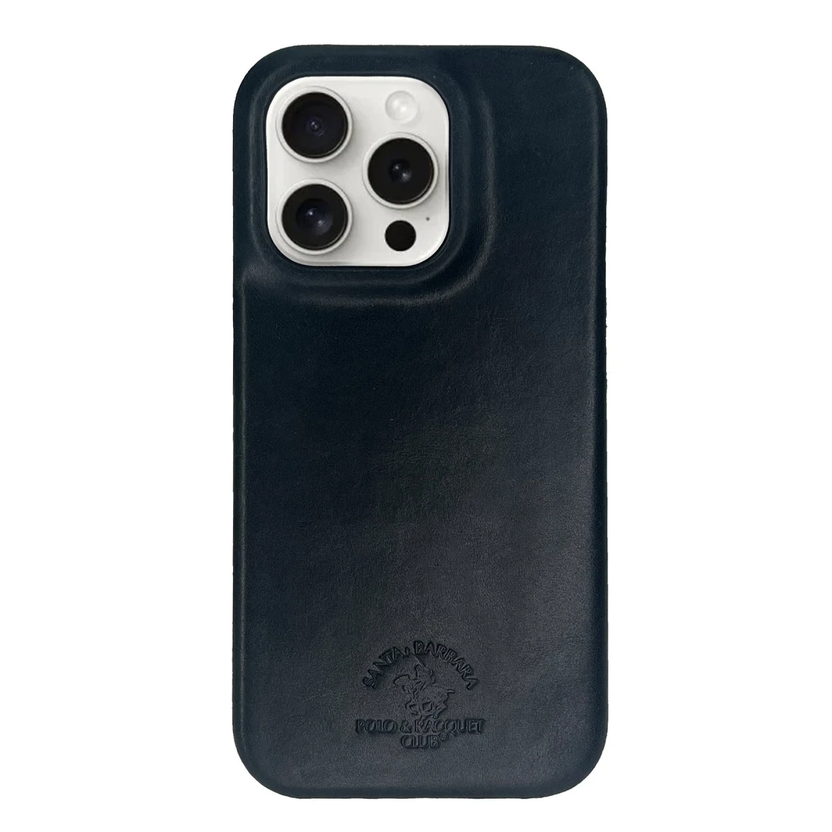 Santa Barbara Polo Racquet Club Apple iPhone 15 Pro Max Elton Genuine Magsafe Deri Kapak - Siyah