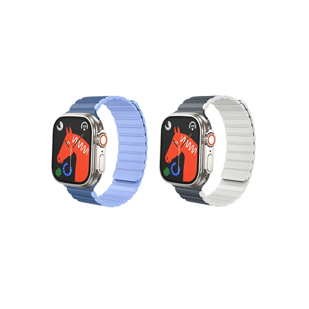 Hoco. Apple Watch 42mm AS102 Silikon Kordon - Koyu Mavi-Açık Mavi