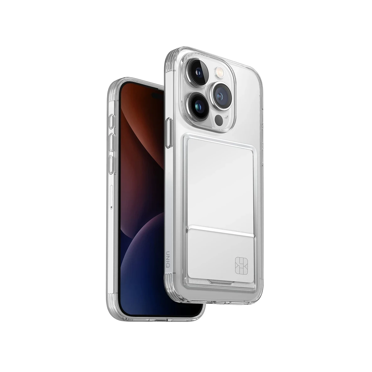 Uniq Apple iPhone 15 Pro Air Fender Kartvizitli Kapak - Şeffaf