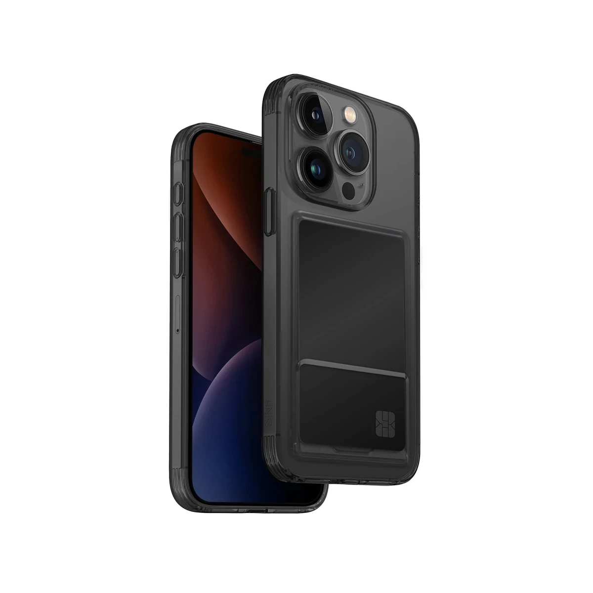 Uniq Apple iPhone 15 Pro Max Air Fender Kartvizitli Kapak - Füme