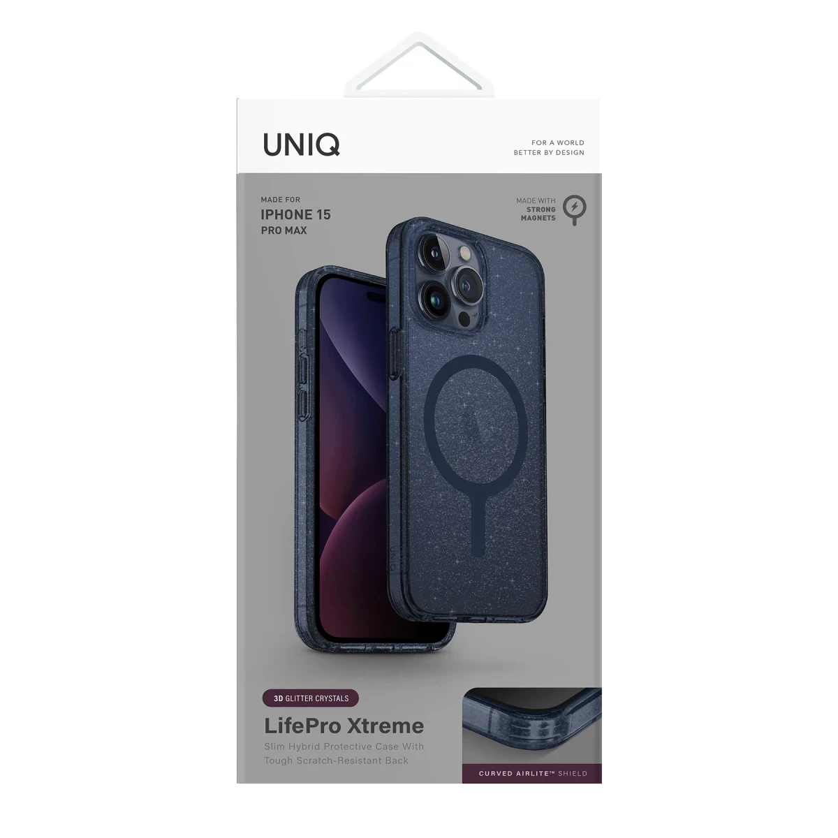 Uniq Apple iPhone 15 Pro LifePro Xtreme Magsafe Kapak - Simli Mavi