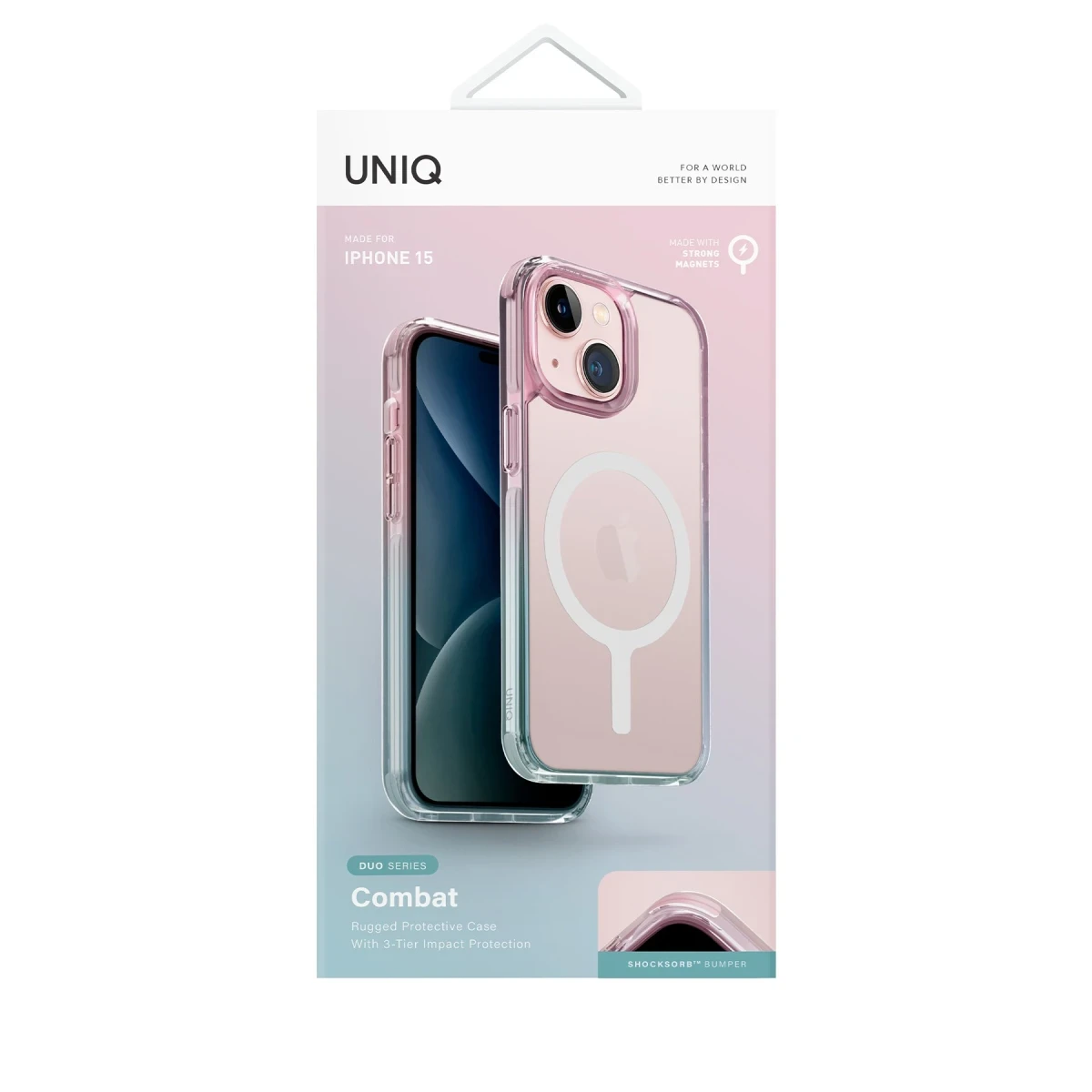 Uniq Apple iPhone 15 Combat Duo Magsafe Kapak - Pembe