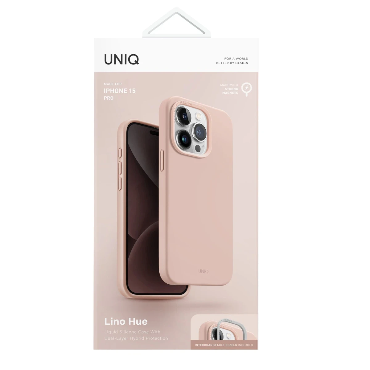 Uniq Apple iPhone 15 Pro Lino Hue Magsafe Kapak - Pembe