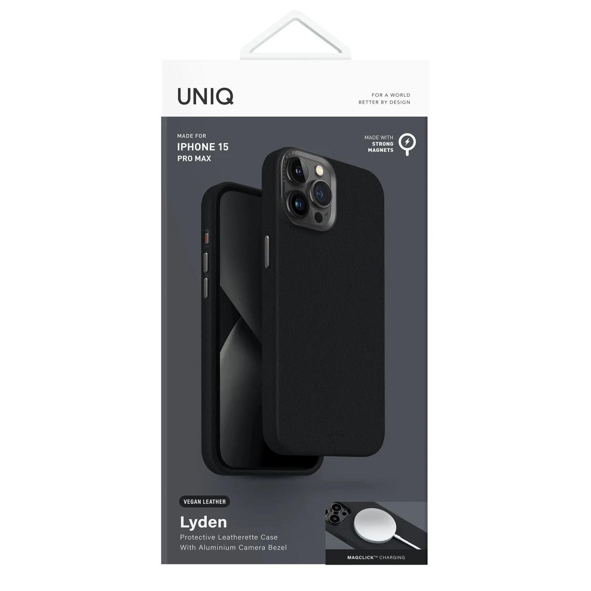 Uniq Apple iPhone 15 Pro Lyden Magsafe Deri Kapak - Siyah