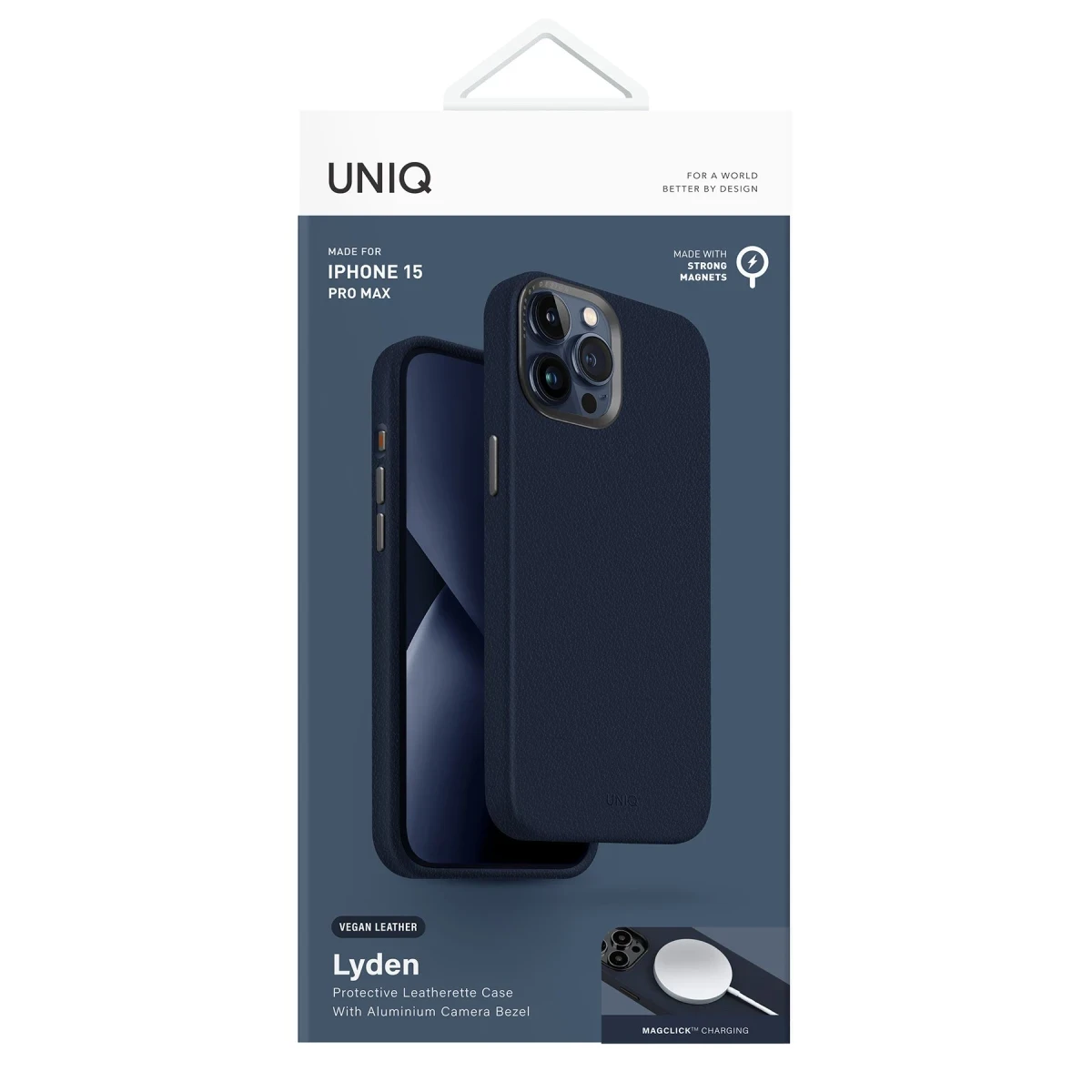 Uniq Apple iPhone 15 Pro Max Lyden Magsafe Deri Kapak - Mavi