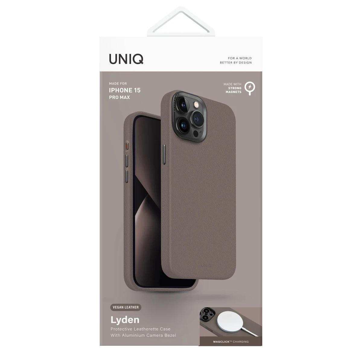 Uniq Apple iPhone 15 Pro Max Lyden Magsafe Deri Kapak - Titan Gri