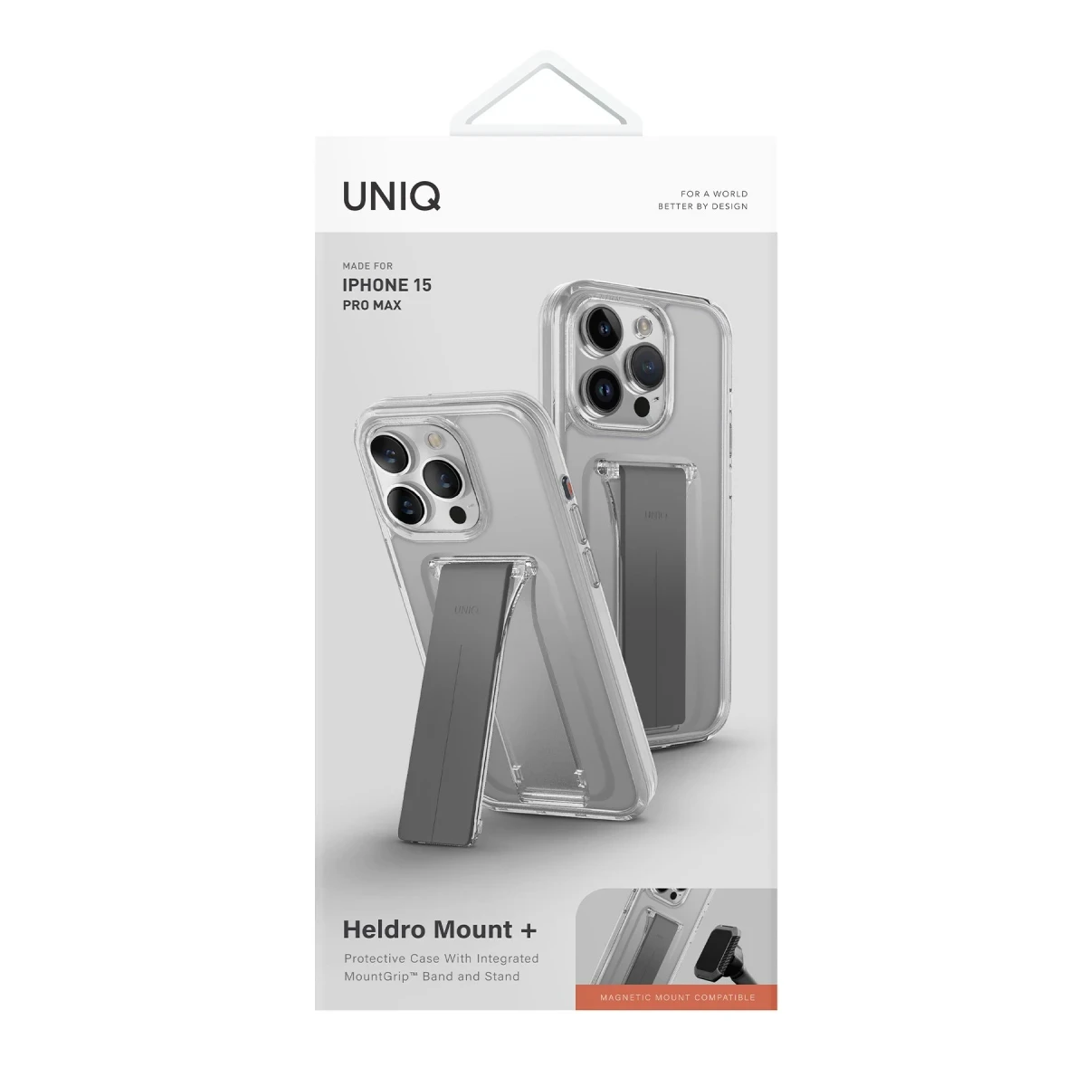 Uniq Apple iPhone 15 Pro Heldro Mount Standlı Kapak - Şeffaf