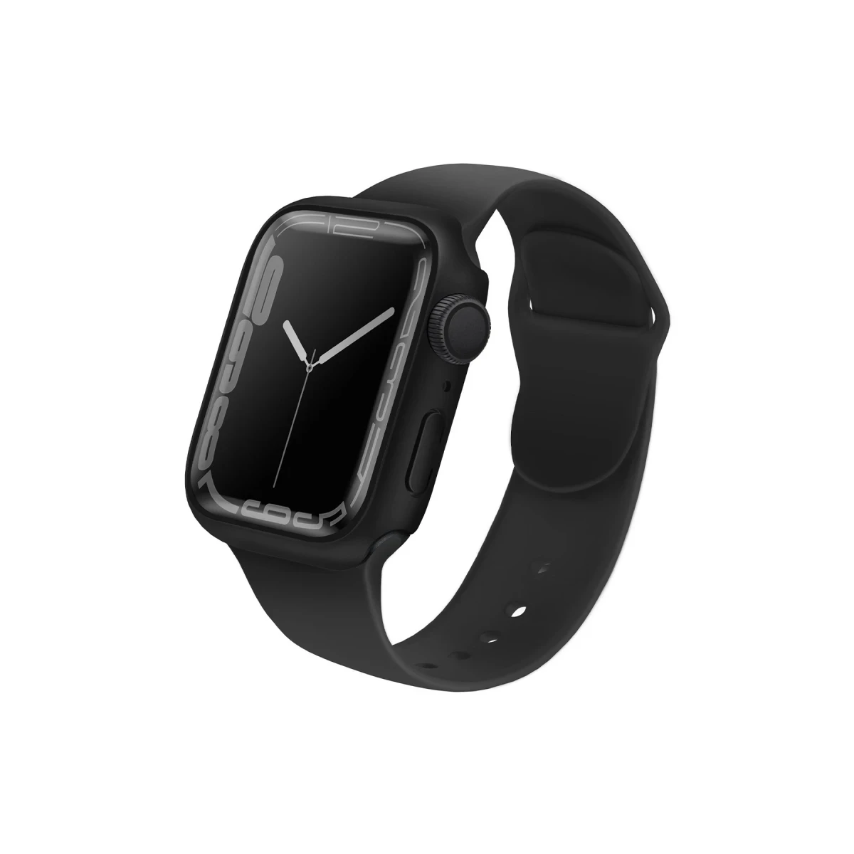 Uniq Apple Watch 45mm Legion Camlı Silikon Kasa Koruyucu - Siyah