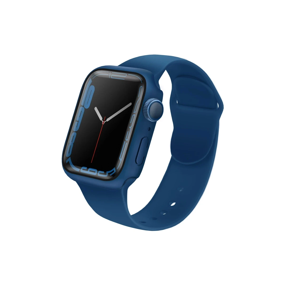 Uniq Apple Watch 45mm Legion Camlı Silikon Kasa Koruyucu - Mavi