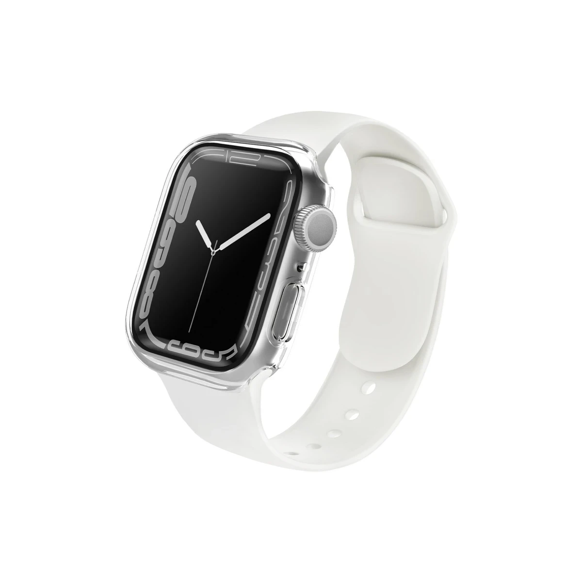 Uniq Apple Watch 45mm Legion Camlı Silikon Kasa Koruyucu - Beyaz