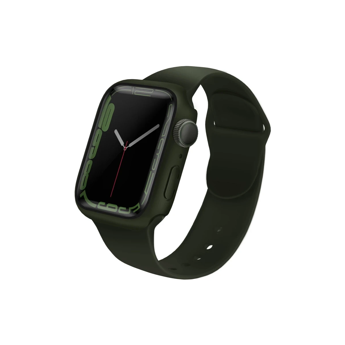 Uniq Apple Watch 45mm Legion Camlı Silikon Kasa Koruyucu - Yeşil