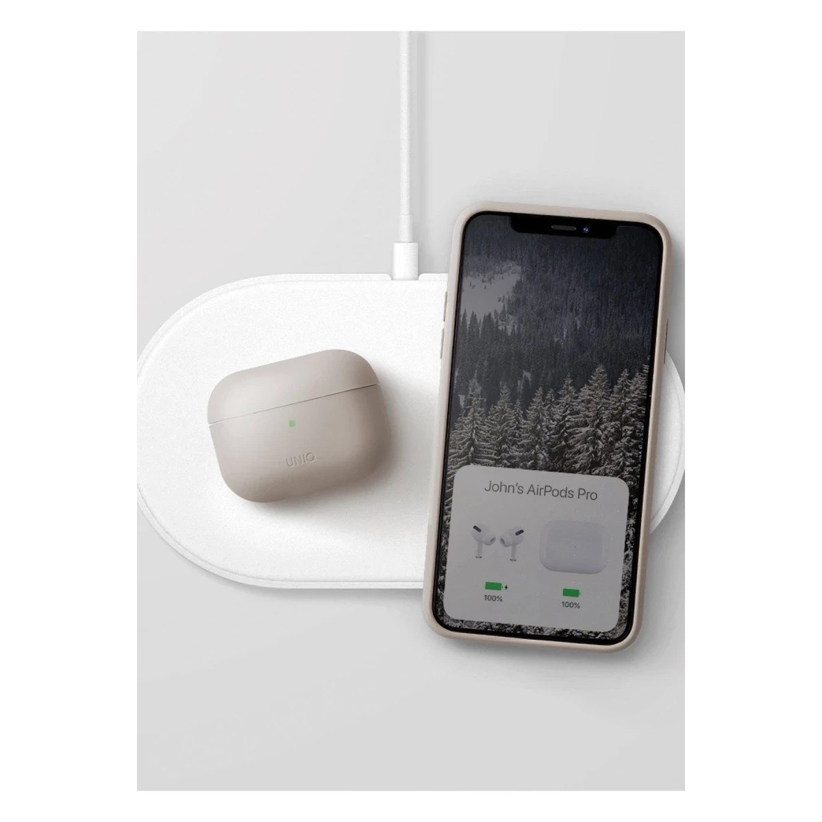 Uniq Apple Airpods Pro 2 (2.nesil) Lino Silikon Kılıf - Bej