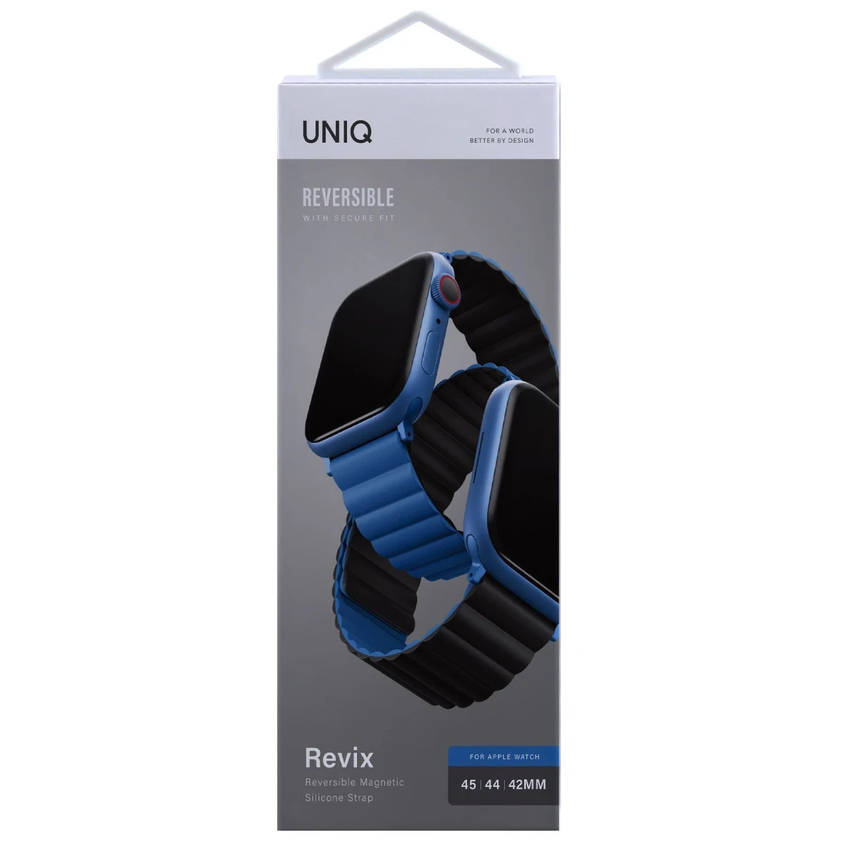 Uniq Apple Watch 41mm Revix Reversible Manyetik Kordon - Mavi-Siyah