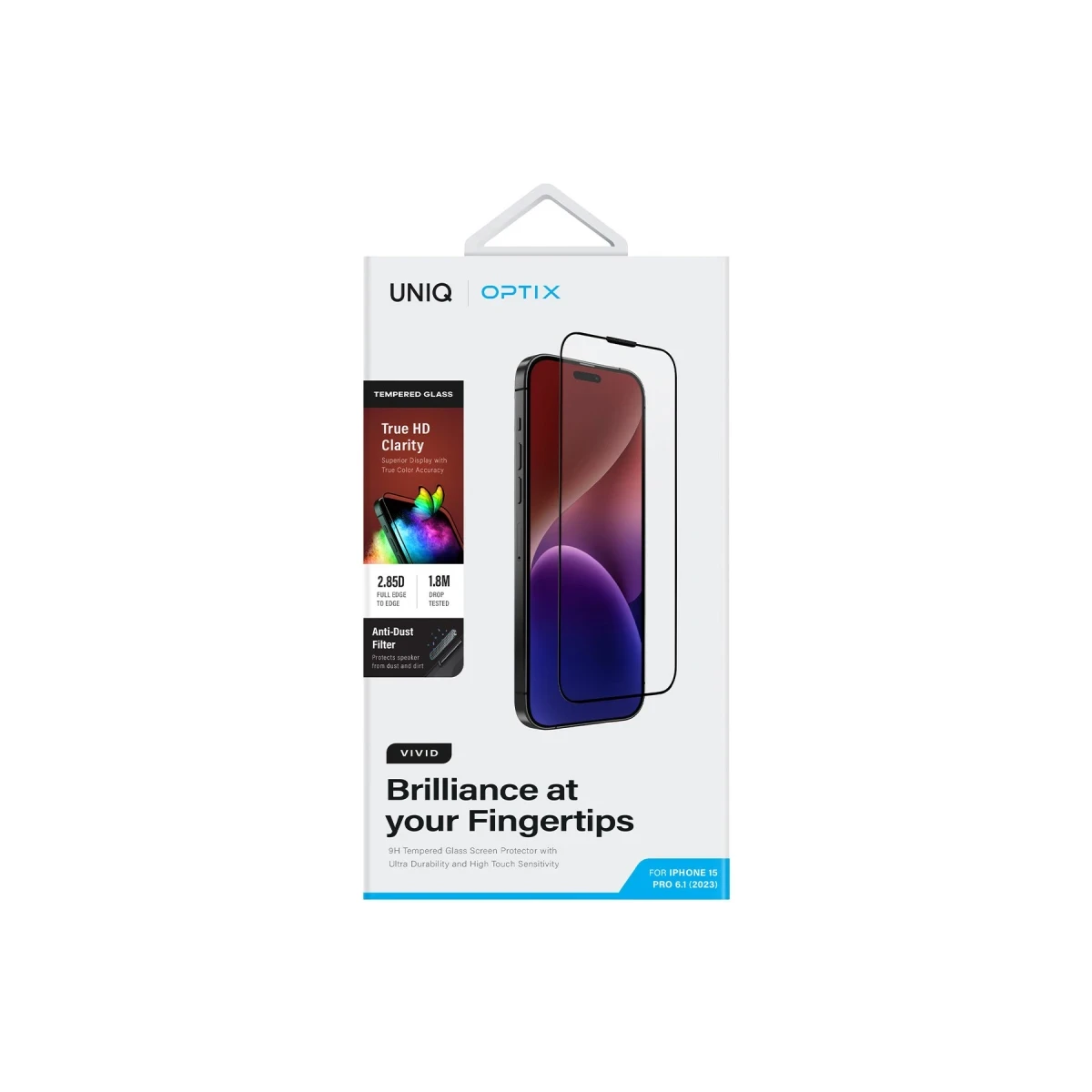 Uniq Apple iPhone 15 Plus Optix Vivid Cam Ekran Koruyucu - Siyah
