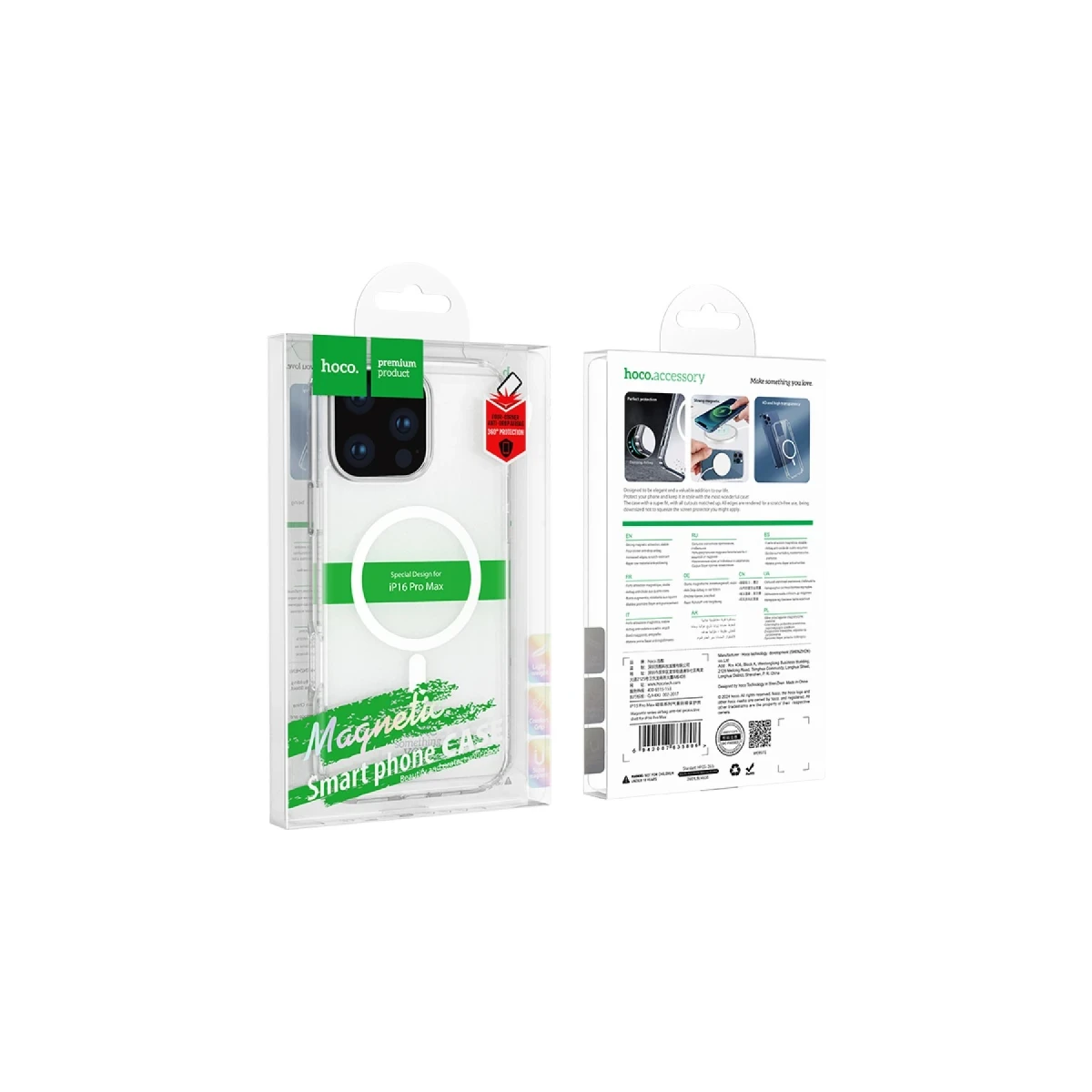 Hoco. Apple iPhone 16 Pro Anti Fall Airbag Magsafe Kapak - Şeffaf