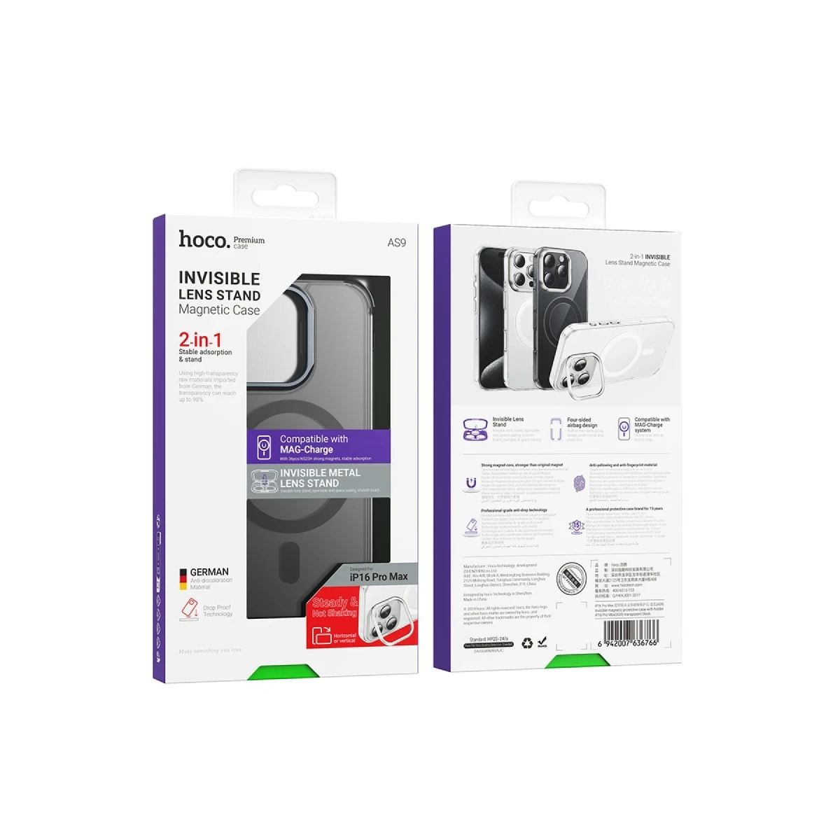 Hoco. Apple iPhone 16 Pro Max Invisible Magsafe Kapak - Siyah