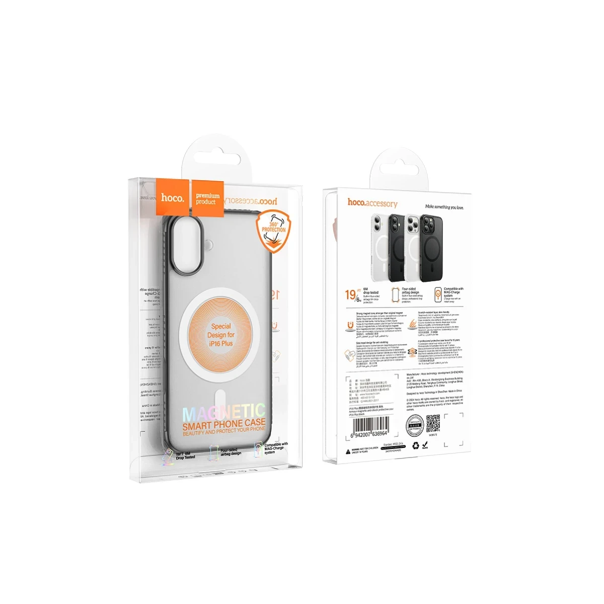 Hoco. Apple iPhone 16 Armour Antishock Protective Magsafe Kapak - Siyah