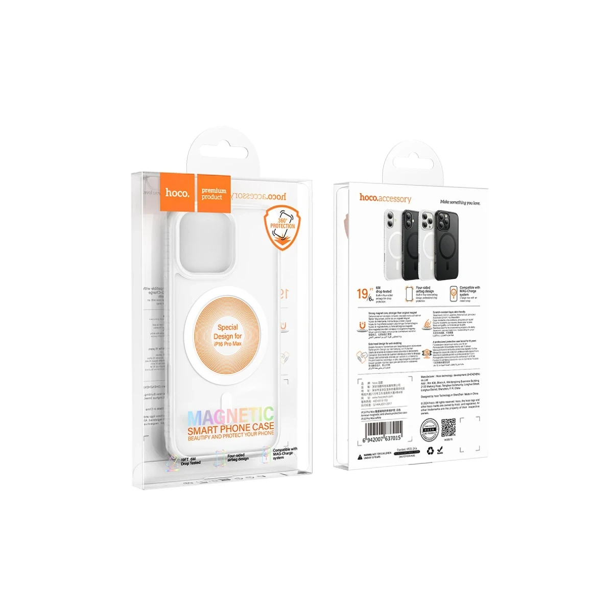 Hoco. Apple iPhone 16 Pro Max Armour Antishock Protective Magsafe Kapak - Beyaz