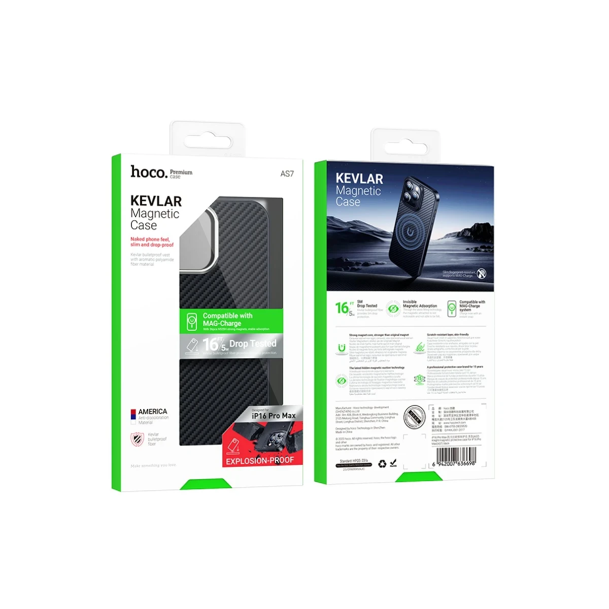 Hoco. Apple iPhone 16 Pro Max Knight Kevlar Magsafe Kapak - Siyah