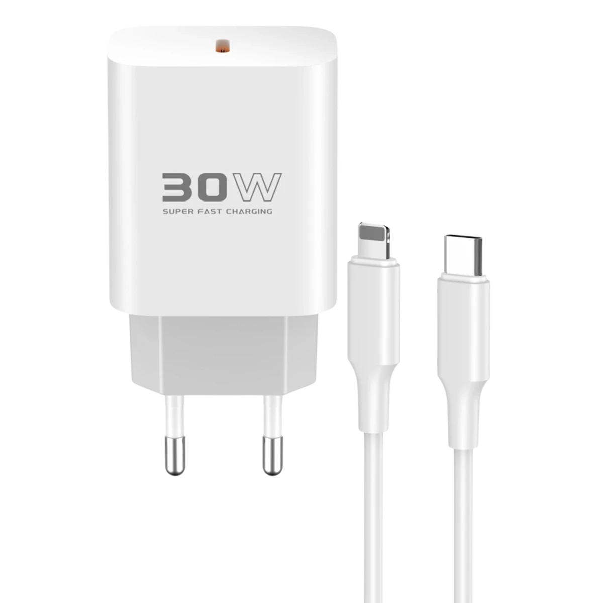 Konfulon C87C 30W Type-C Çıkışlı Ekstra DL50 1M Type-C to Lightning Kablolu PD Şarj Cihazı - Beyaz — görsel 5