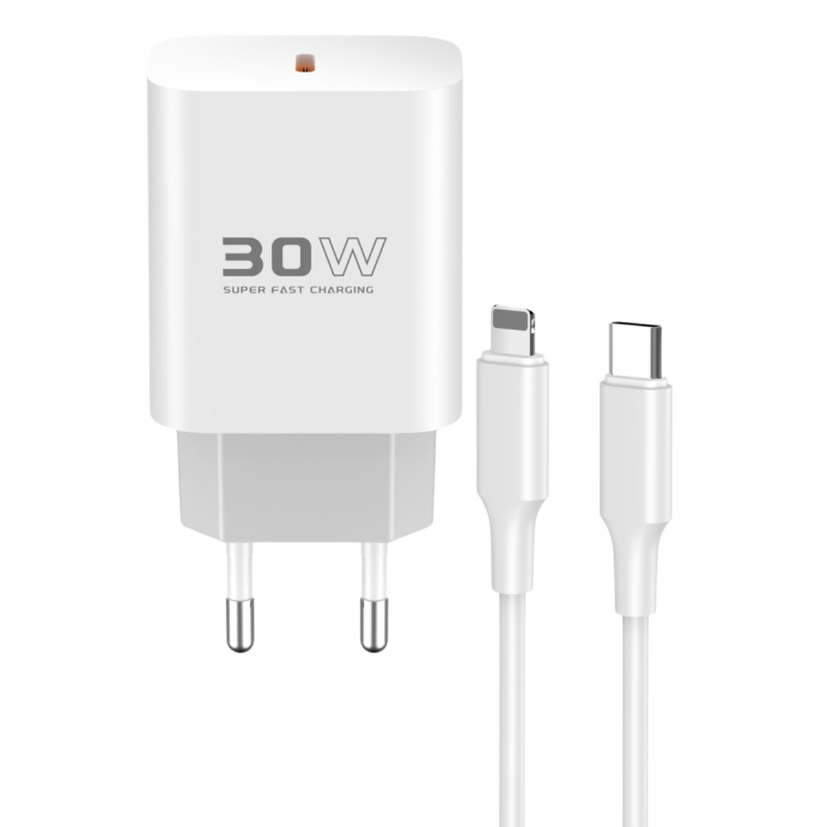 Konfulon C87C 30W Type-C Çıkışlı Ekstra DL50 1M Type-C to Lightning Kablolu PD Şarj Cihazı - Beyaz — görsel 9