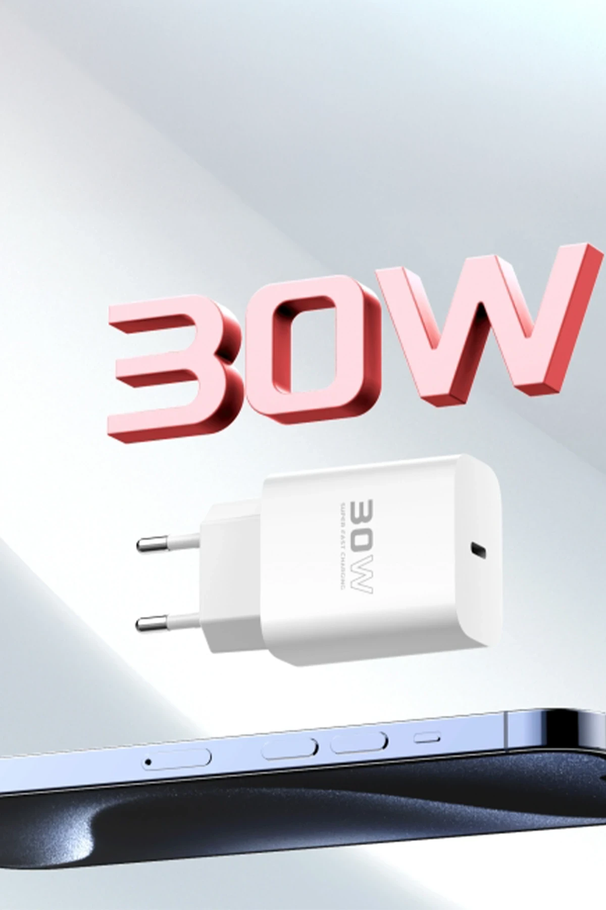 Konfulon C87C 30W Type-C Çıkışlı Ekstra DL50 1M Type-C to Lightning Kablolu PD Şarj Cihazı - Beyaz — görsel 2