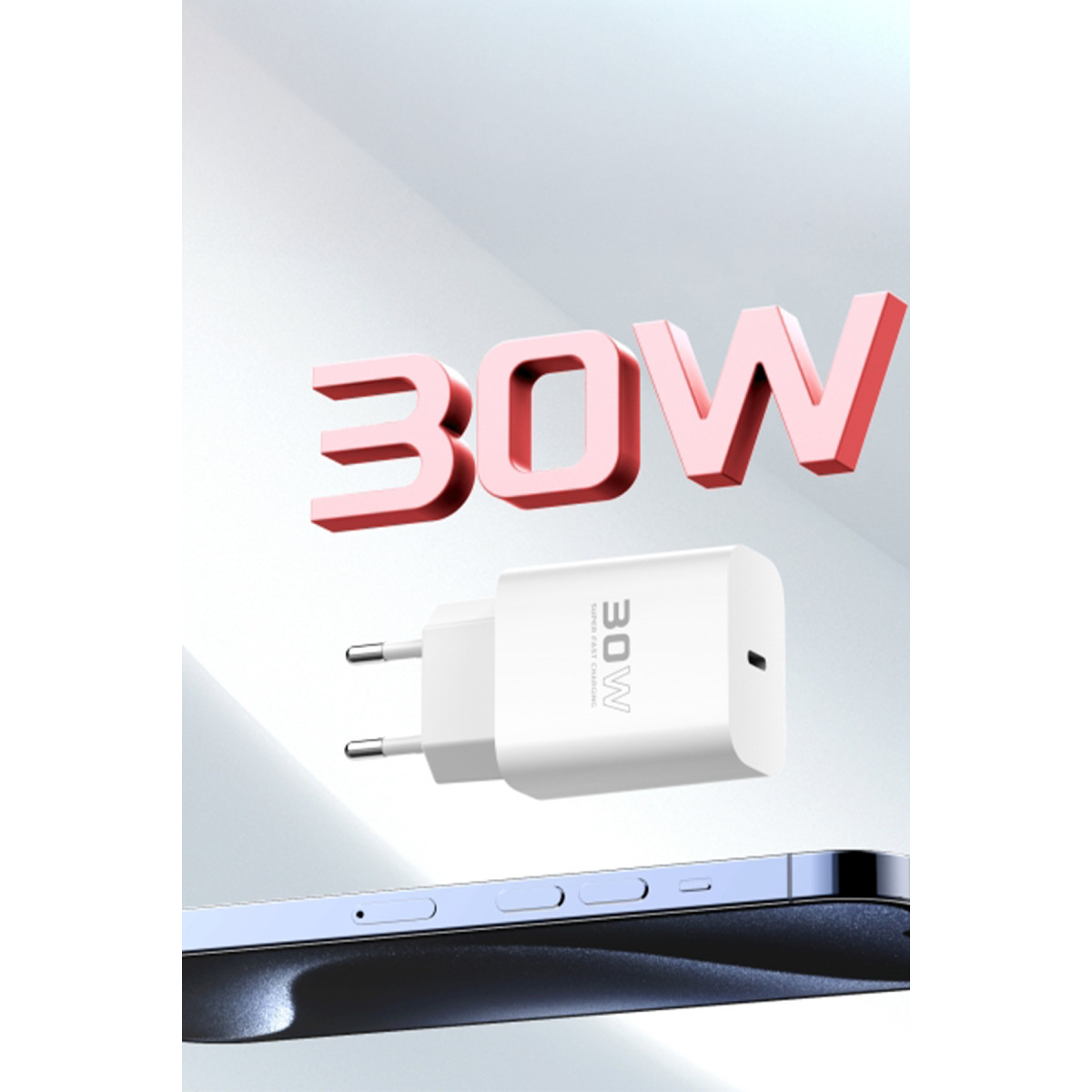 Konfulon C87C 30W Type-C Çıkışlı Ekstra DL50 1M Type-C to Lightning Kablolu PD Şarj Cihazı - Beyaz — görsel 10