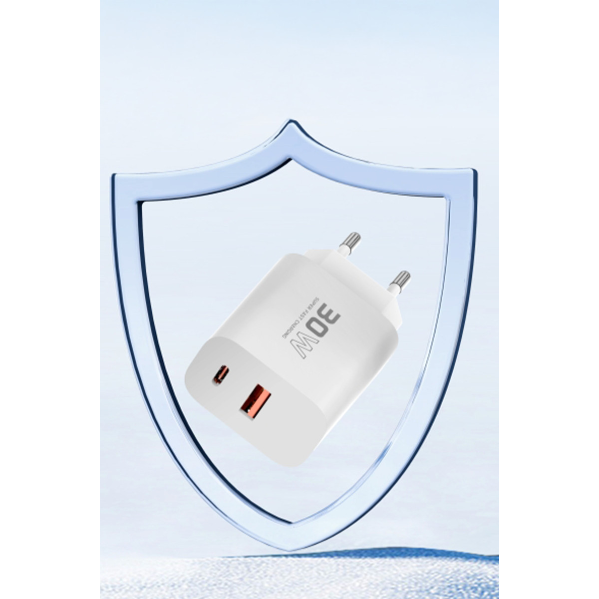 Konfulon C89Q 1 Adet 30W Type-C ve 1 Adet 22.5W USB Çıkışlı Ekstra DL48 1M USB to Lightning Kablolu PD Şarj Cihazı - Beyaz — görsel 11
