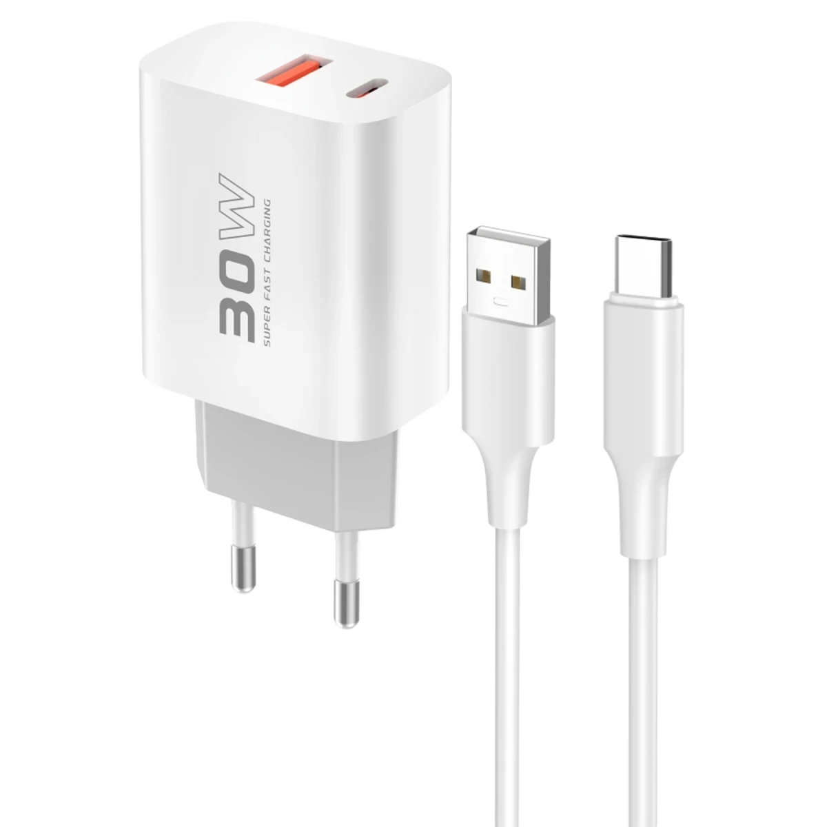 Konfulon C89Q 1 Adet 30W Type-C ve 1 Adet 22.5W USB Çıkışlı Ekstra DL49 1M USB to Type-C Kablolu PD Şarj Cihazı - Beyaz — görsel 5
