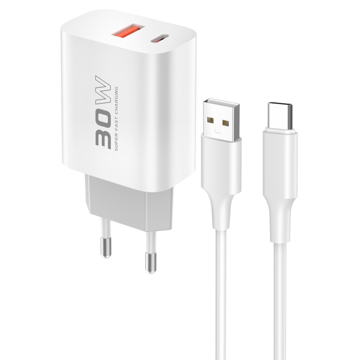 Konfulon C89Q 1 Adet 30W Type-C ve 1 Adet 22.5W USB Çıkışlı Ekstra DL49 1M USB to Type-C Kablolu PD Şarj Cihazı - Beyaz — görsel 9