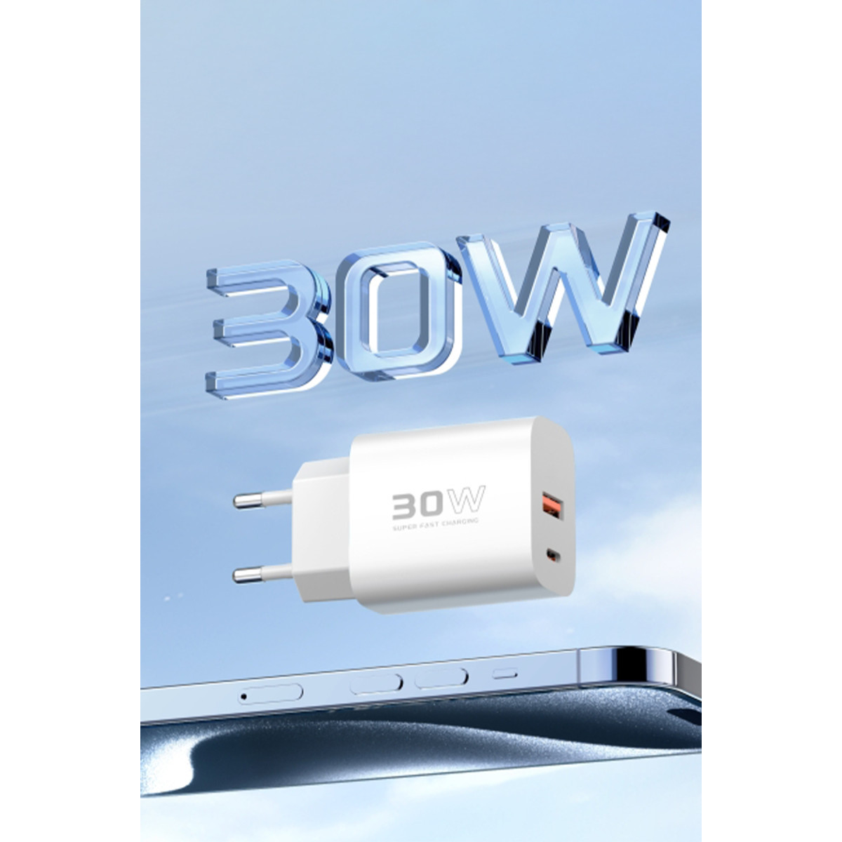 Konfulon C89Q 1 Adet 30W Type-C ve 1 Adet 22.5W USB Çıkışlı Ekstra DL49 1M USB to Type-C Kablolu PD Şarj Cihazı - Beyaz — görsel 10