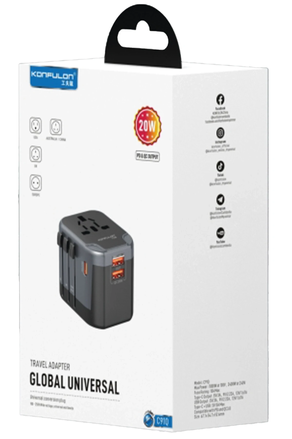 Konfulon C91Q 20W Universal Taşınabilir Şarj Aleti - Siyah — görsel 6