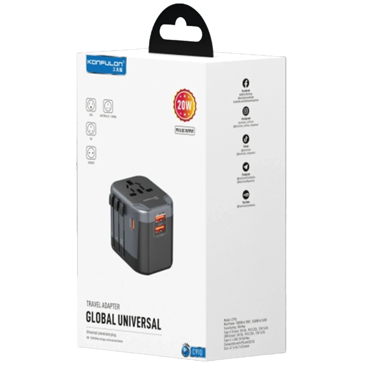 Konfulon C91Q 20W Universal Taşınabilir Şarj Aleti - Siyah — görsel 12