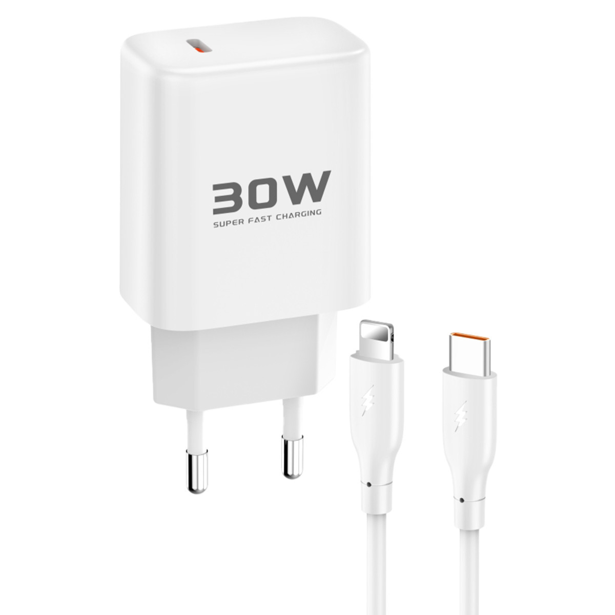 Joko JK89 30W Type-C Çıkışlı Ekstra DC66 1M Type-C to Lightning  Kablolu PD Şarj Cihazı - Beyaz — görsel 9