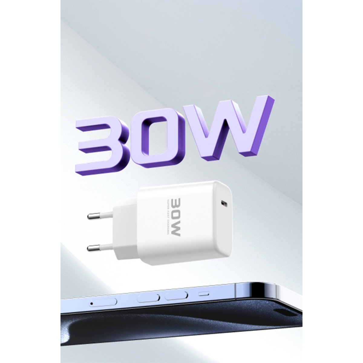 Joko JK89 30W Type-C Çıkışlı Ekstra DC66 1M Type-C to Lightning  Kablolu PD Şarj Cihazı - Beyaz — görsel 11