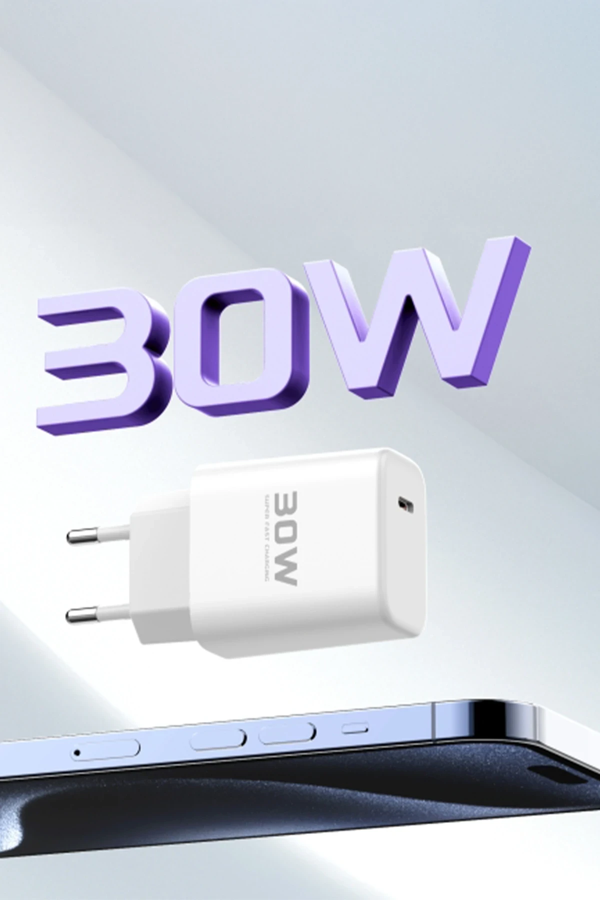 Joko JK89 30W Type-C Çıkışlı Ekstra DC67 1M Type-C to Type-C Kablolu PD Şarj Cihazı - Beyaz — görsel 2