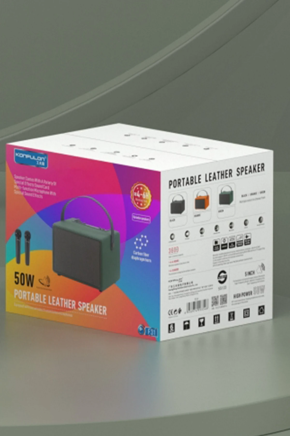Konfulon F31 50W Sürücülü 2 Adet Mikrofonlu BT 5.2 Kablosuz Hoparlör - Siyah — görsel 5