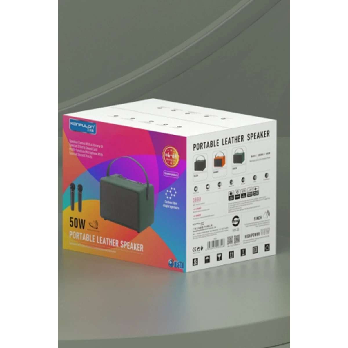 Konfulon F31 50W Sürücülü 2 Adet Mikrofonlu BT 5.2 Kablosuz Hoparlör - Siyah — görsel 10
