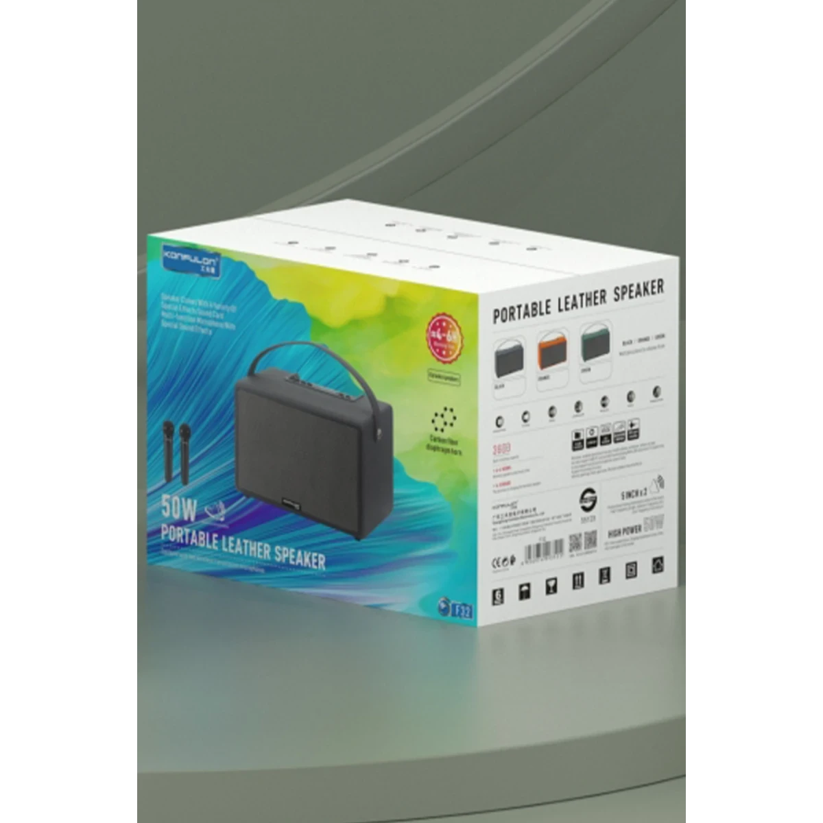 Konfulon F32 2x50W Sürücülü 2 Adet Mikrofonlu BT 5.2 Kablosuz Hoparlör - Siyah — görsel 10