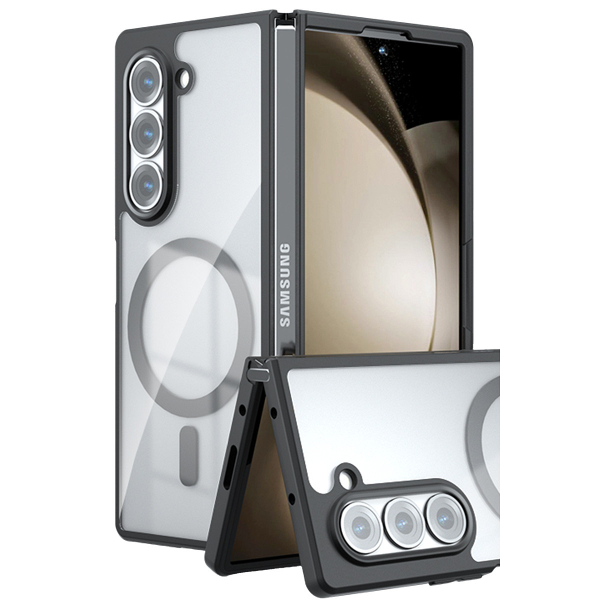 Newface Samsung Galaxy Z Fold 5 Kılıf Blur Fold Magsafe Kapak - Siyah — görsel 11