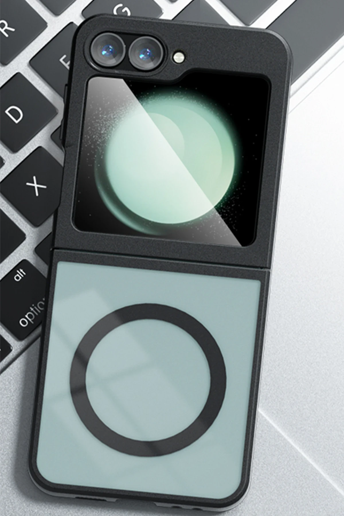 Newface Samsung Galaxy Z Flip 6 Kılıf Blur Fold Magsafe Kapak - Siyah — görsel 2