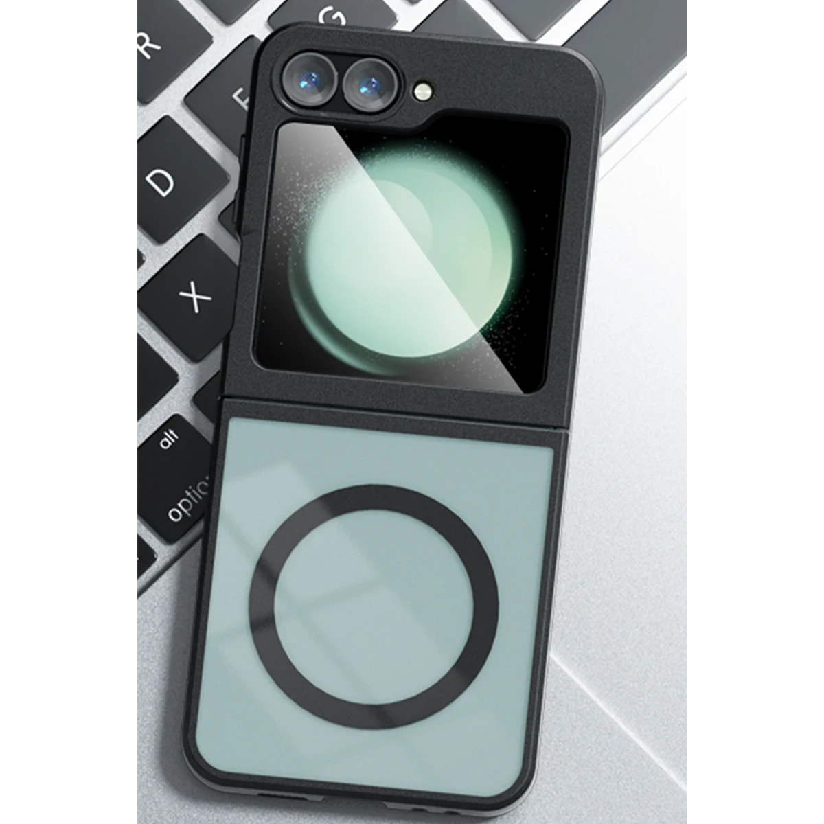 Newface Samsung Galaxy Z Flip 5 Kılıf Blur Fold Magsafe Kapak - Siyah — görsel 8